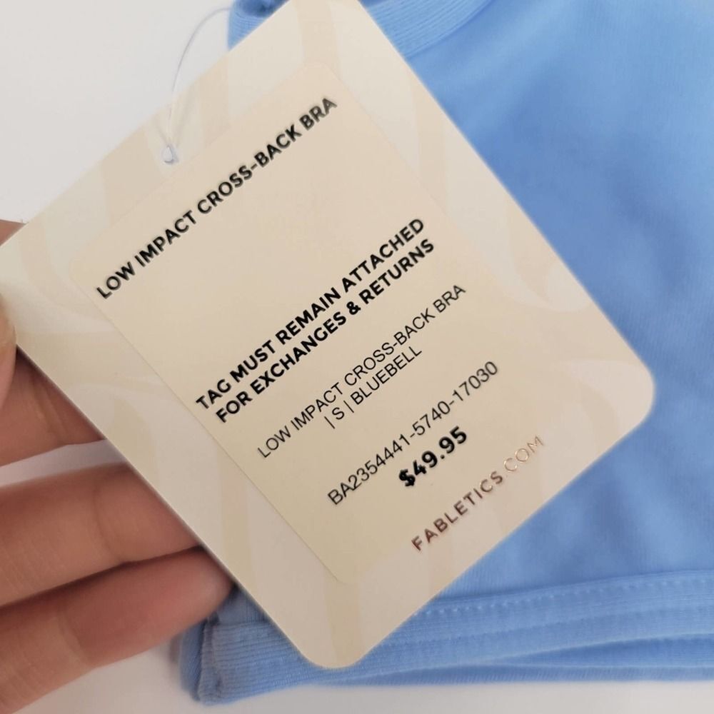 Fabletics Womens Bluebell Blue Low Impact Cross-Back Bra NWT Size Small - Picture 5 of 7